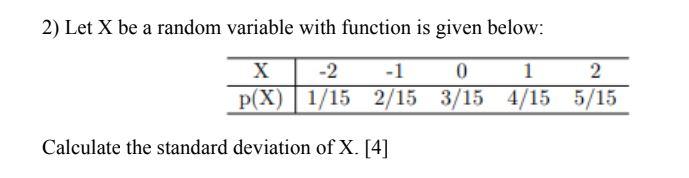 Solved 2) Let X be a random variable with function is given | Chegg.com