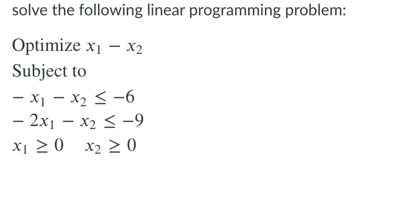 Solved solve the following linear programming problem: | Chegg.com