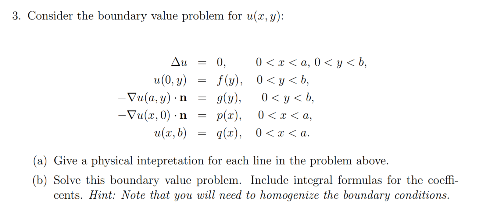 3 Consider The Boundary Value Problem For U X Y Chegg Com