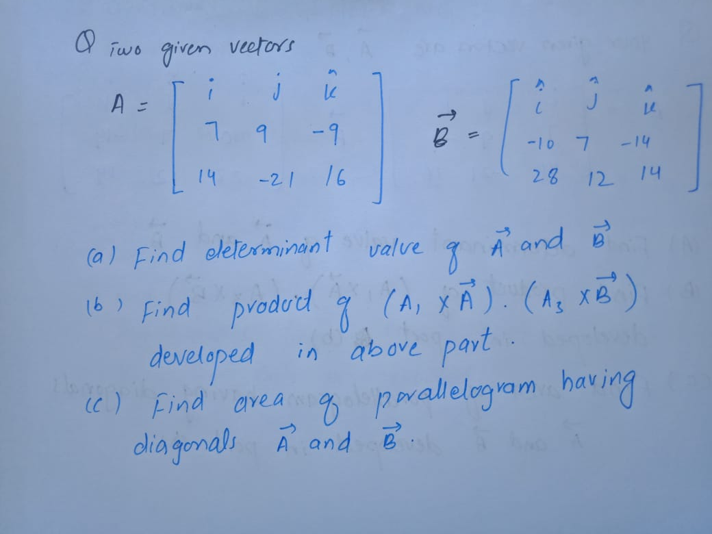 Solved Q Two Giren Vectors A A L 14 7 9 9 Aso 10 7 Chegg Com