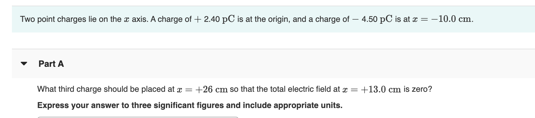 Solved Two point charges lie on the x axis. A charge of + | Chegg.com