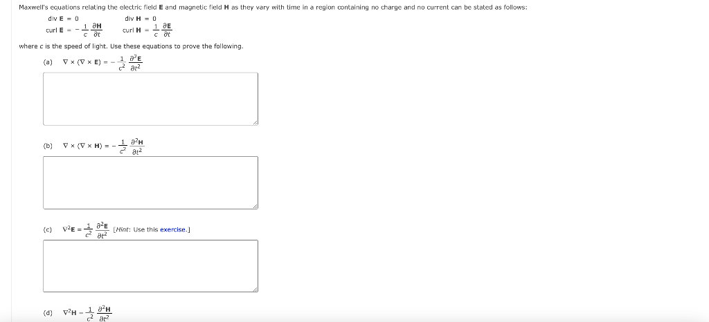 Solved Maxwells Equations Relating The Electric Field E And