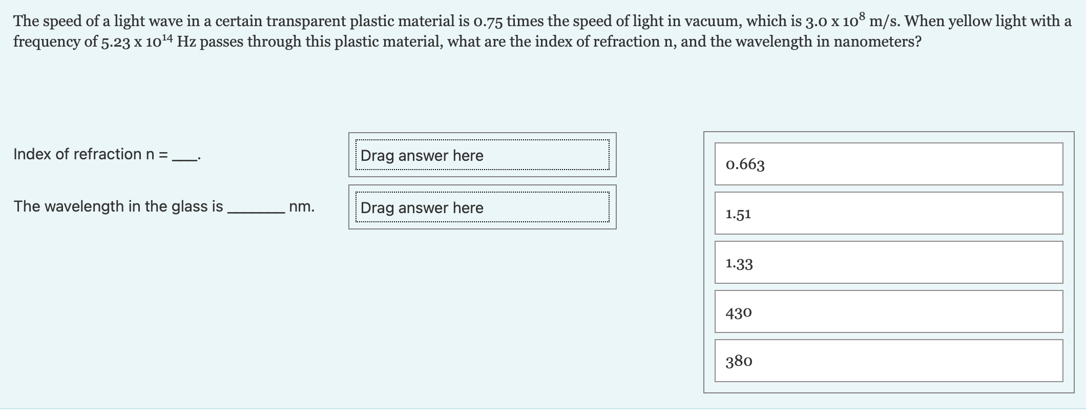 Solved The speed of a light wave in a certain transparent | Chegg.com