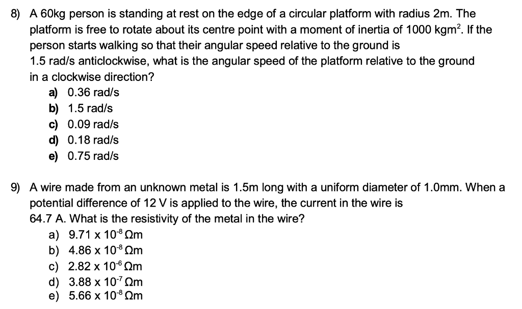 Solved 8) A 60kg person is standing at rest on the edge of a | Chegg.com