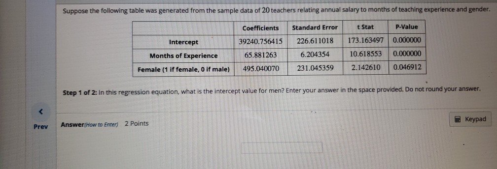 Solved Suppose the following table was generated from the | Chegg.com