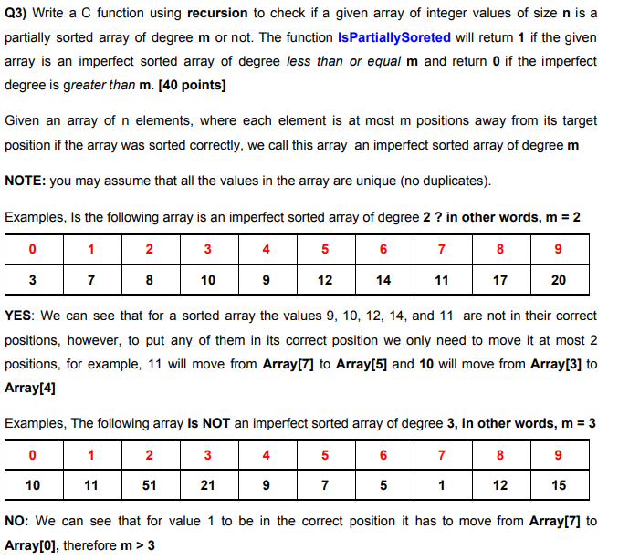 Q3) Write a C function using recursion to check if a | Chegg.com