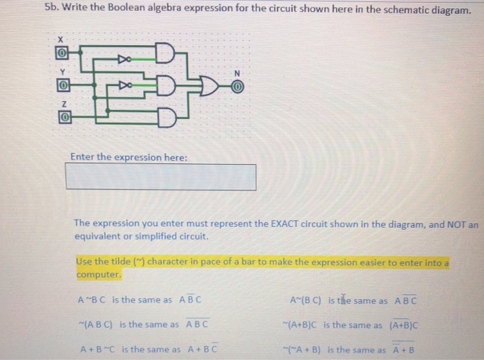 Solved 5b. Write the Boolean algebra expression for the | Chegg.com