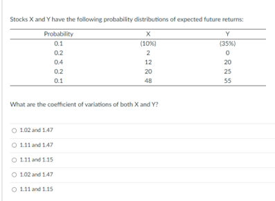 Solved Stocks X And Y Have The Following Probability | Chegg.com