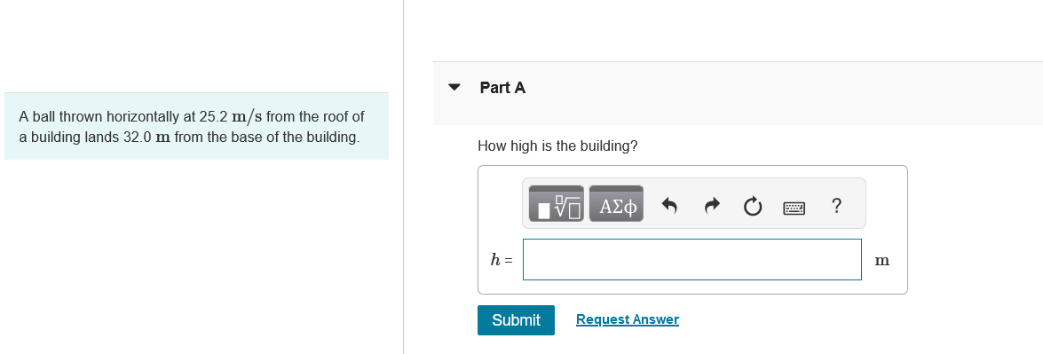 Solved Part AA ball thrown horizontally at 25.2ms ﻿from the | Chegg.com