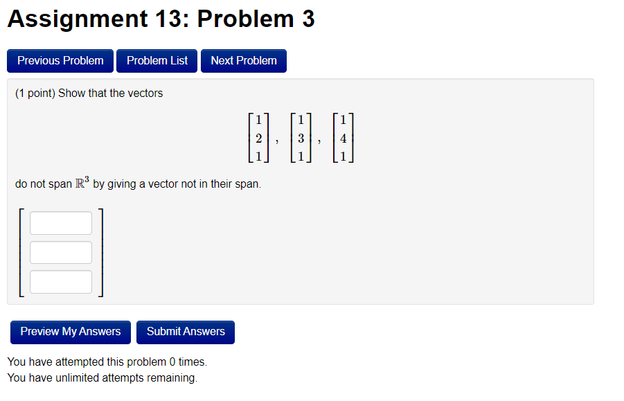 Solved Assignment 13: Problem 2 Previous Problem Problem | Chegg.com