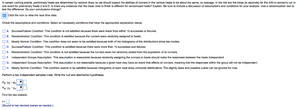 Solved In Certain Running Events Preliminary Heats Are Chegg