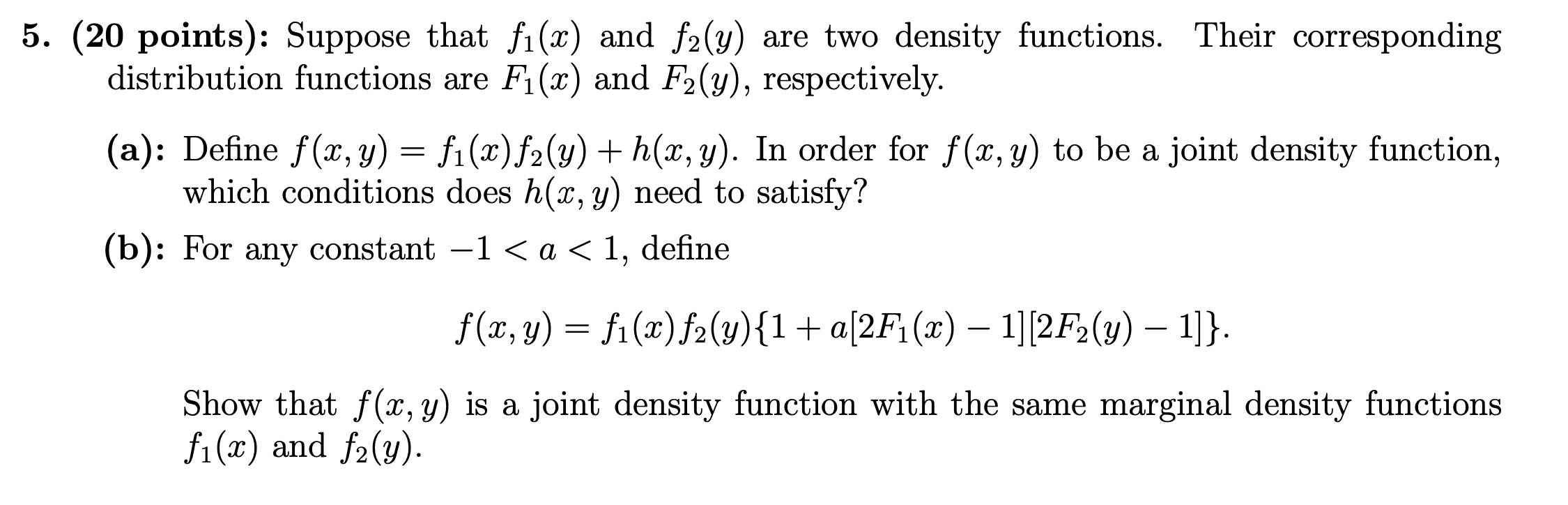 Solved Suppose f1,f2,g1,g2 are univariate density functions