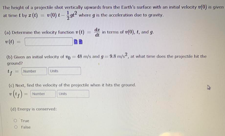 Solved The Height Of A Projectile Shot Vertically Upwards 