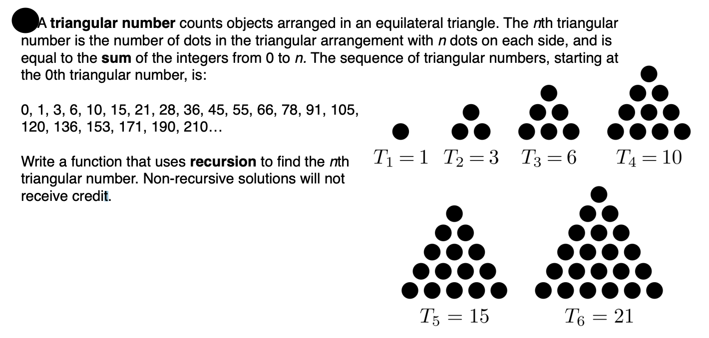 Solved A Triangular Number Counts Objects Arranged In An 