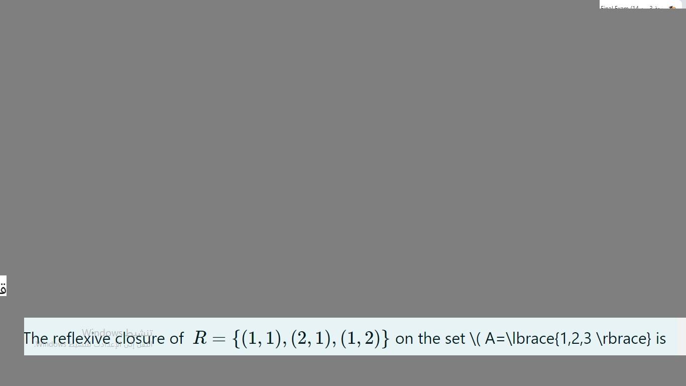 Solved و مراحم The reflexive closure of R= {(1, 1), (2, 1), | Chegg.com