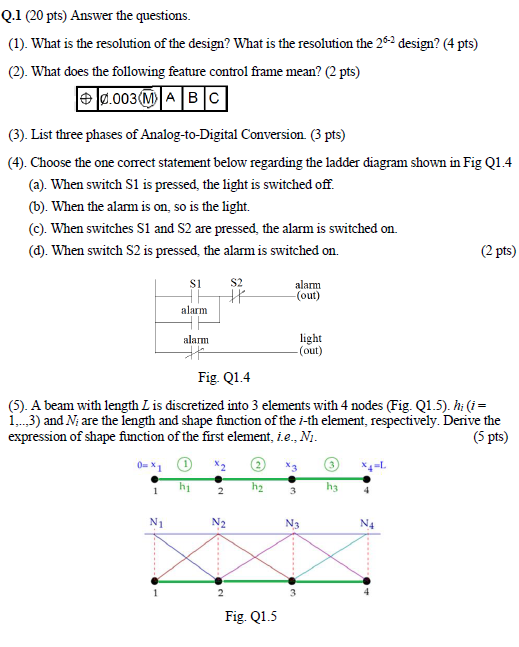 Solved Q.1 (20 pts) Answer the questions. (1). What is the | Chegg.com