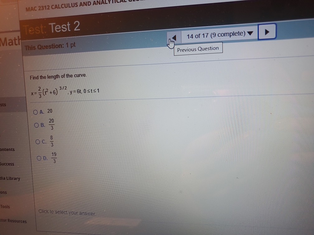 Solved MAC 2312 CALCULUS AND ANALYTICAL ULU 14 of 17 (9 | Chegg.com