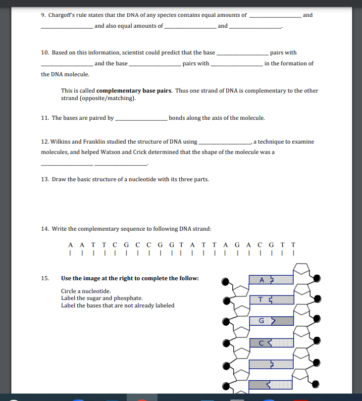 Solved Biology I: Unit 2 (A DNA Mastery Unit) - Worksheet 1: | Chegg.com