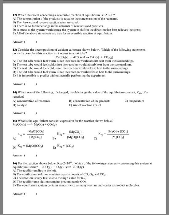 Solved (ID Multiple-Choice Questions 1) A reaction will be | Chegg.com