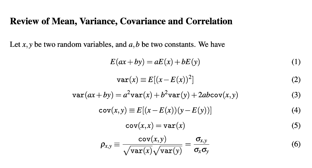 covariance variance