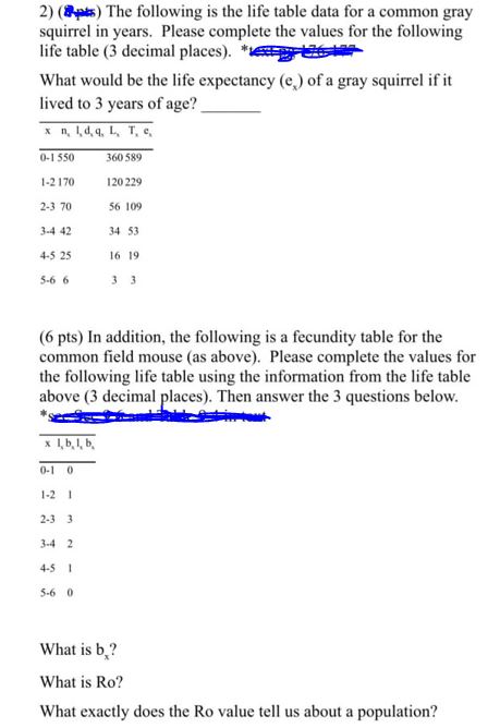 2) (ats The following is the life table data for a | Chegg.com