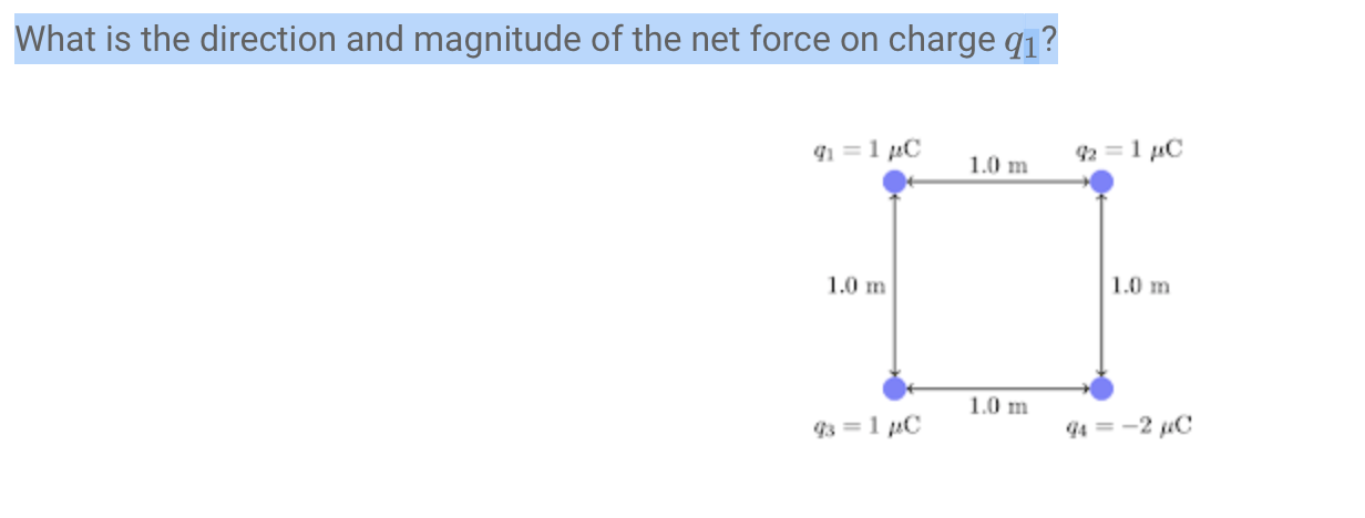 Solved What is the direction and magnitude of the net force | Chegg.com