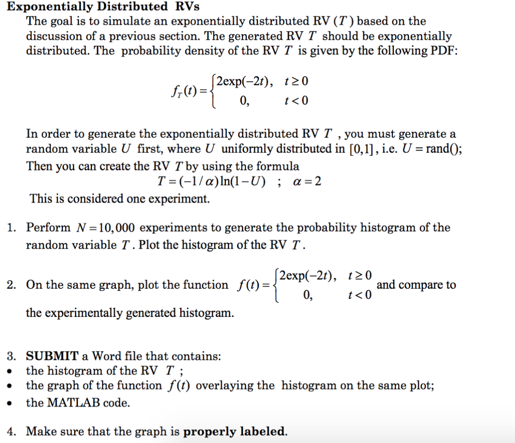 Exponentially Distributed RVs The goal is to simulate | Chegg.com
