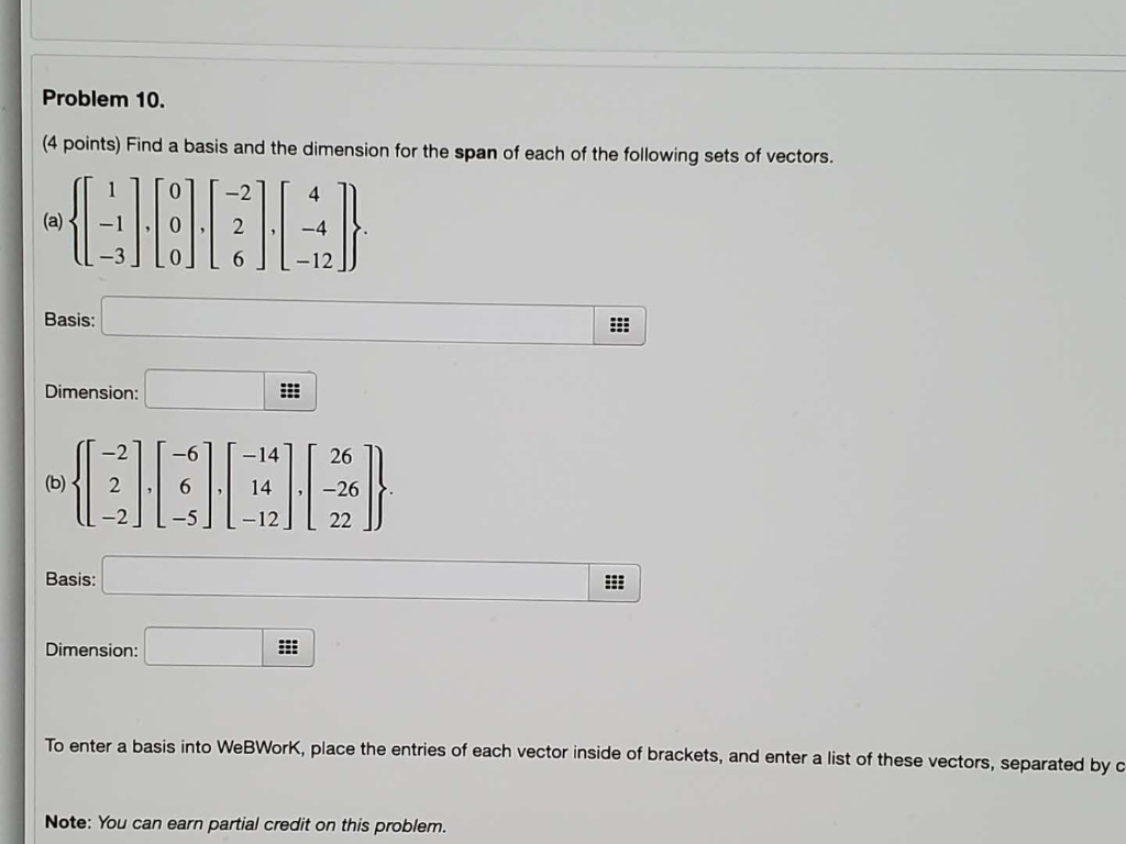 Solved Problem 10. (4 Points) Find A Basis And The Dimension | Chegg.com