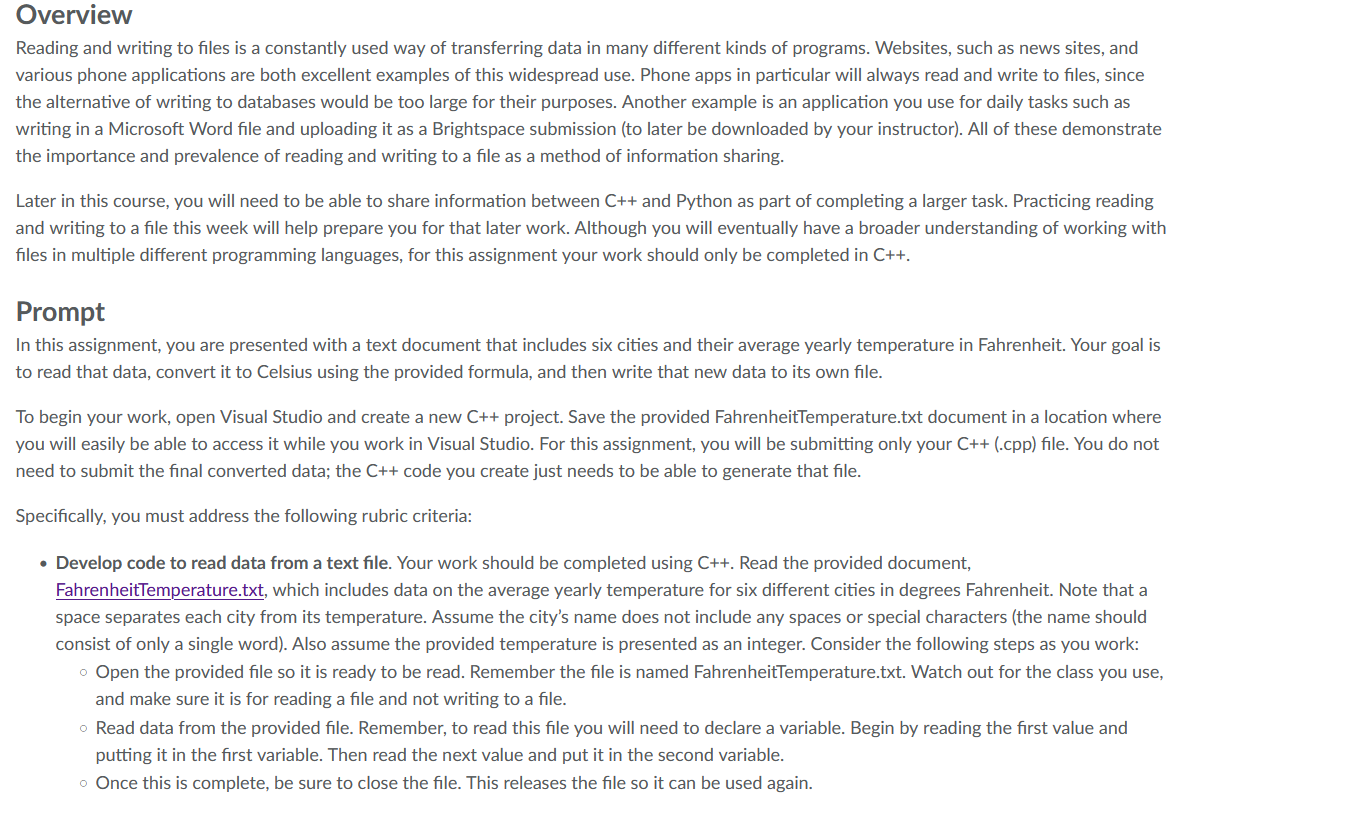 Solved Overview Reading and writing to files is a constantly | Chegg.com