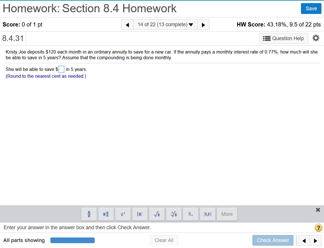 Solved Homework: Section 8.4 Homework Save Score: 0 of 1 pt | Chegg.com