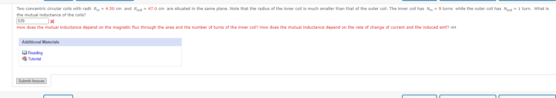 Solved Two concentric circular coils with radii Rin = 4.50 | Chegg.com