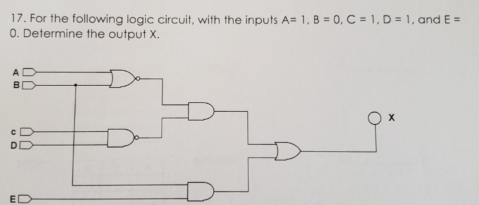 Solved 17. For the following logic circuit, with the inputs | Chegg.com