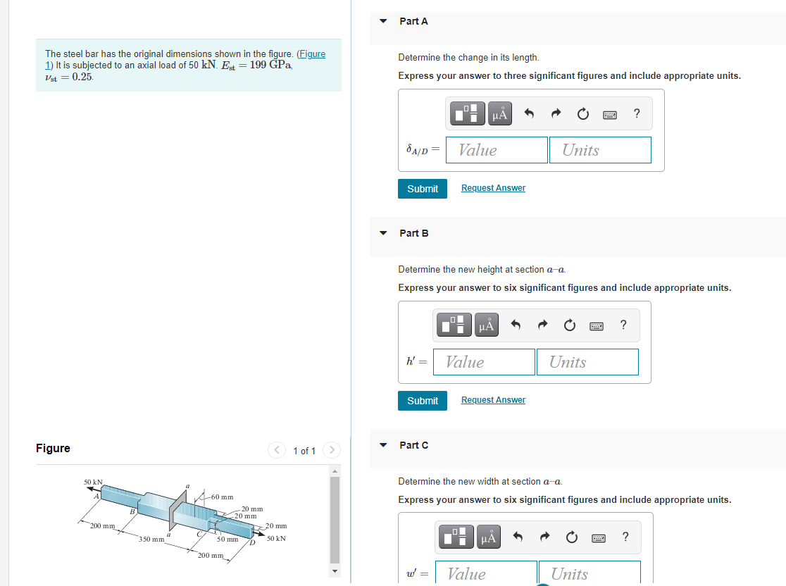Solved Part A The steel bar has the original dimensions | Chegg.com