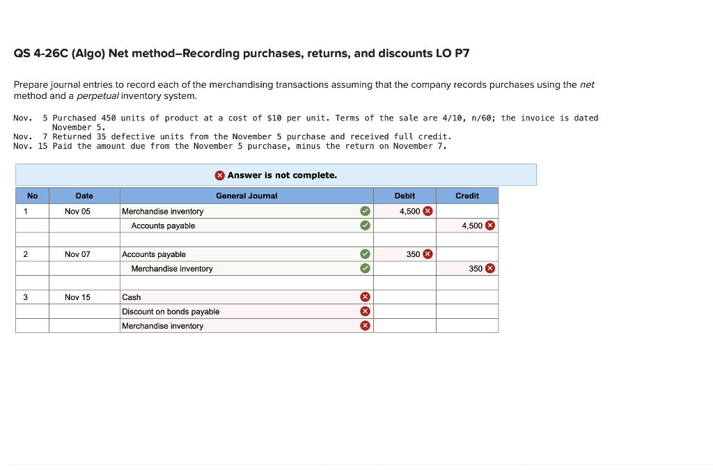 Solved QS 426C (Algo) Net methodRecording purchases,