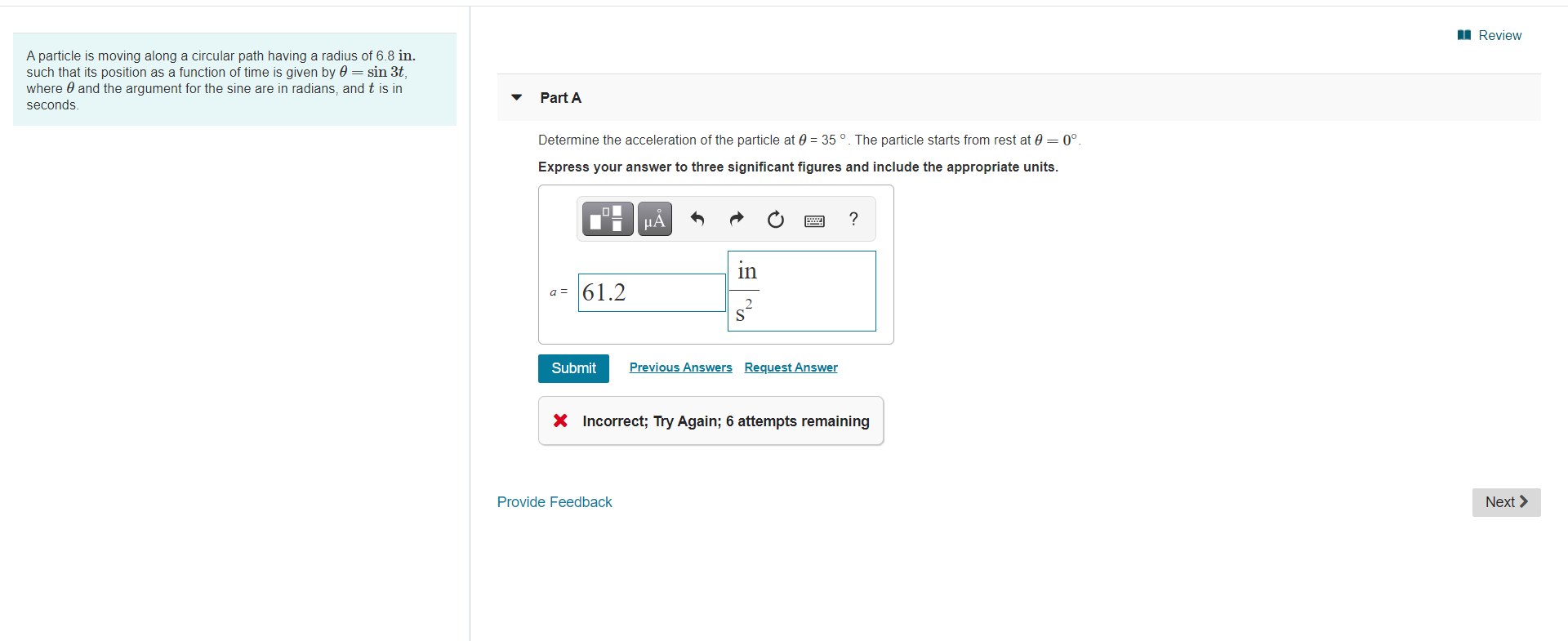 Solved 1 Review A Particle Is Moving Along A Circular Path | Chegg.com