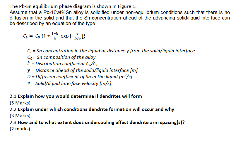 The Pb-Sn Equilibrium Phase Diagram Is Shown In | Chegg.com