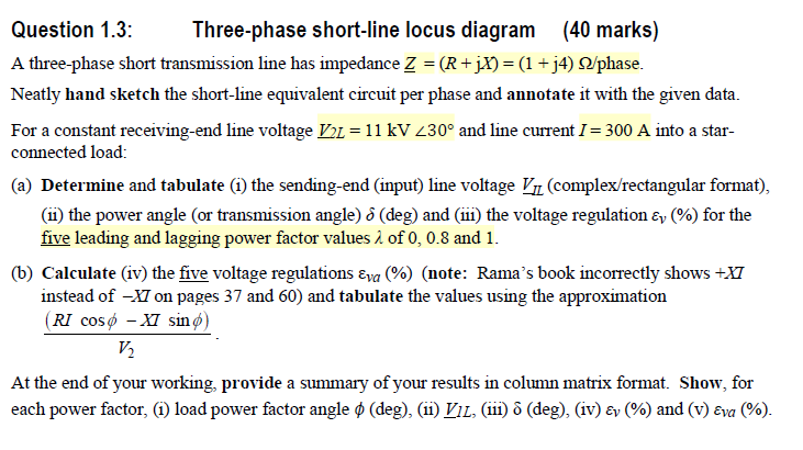 Solved Question 1.3: Three-phase short-line locus diagram | Chegg.com