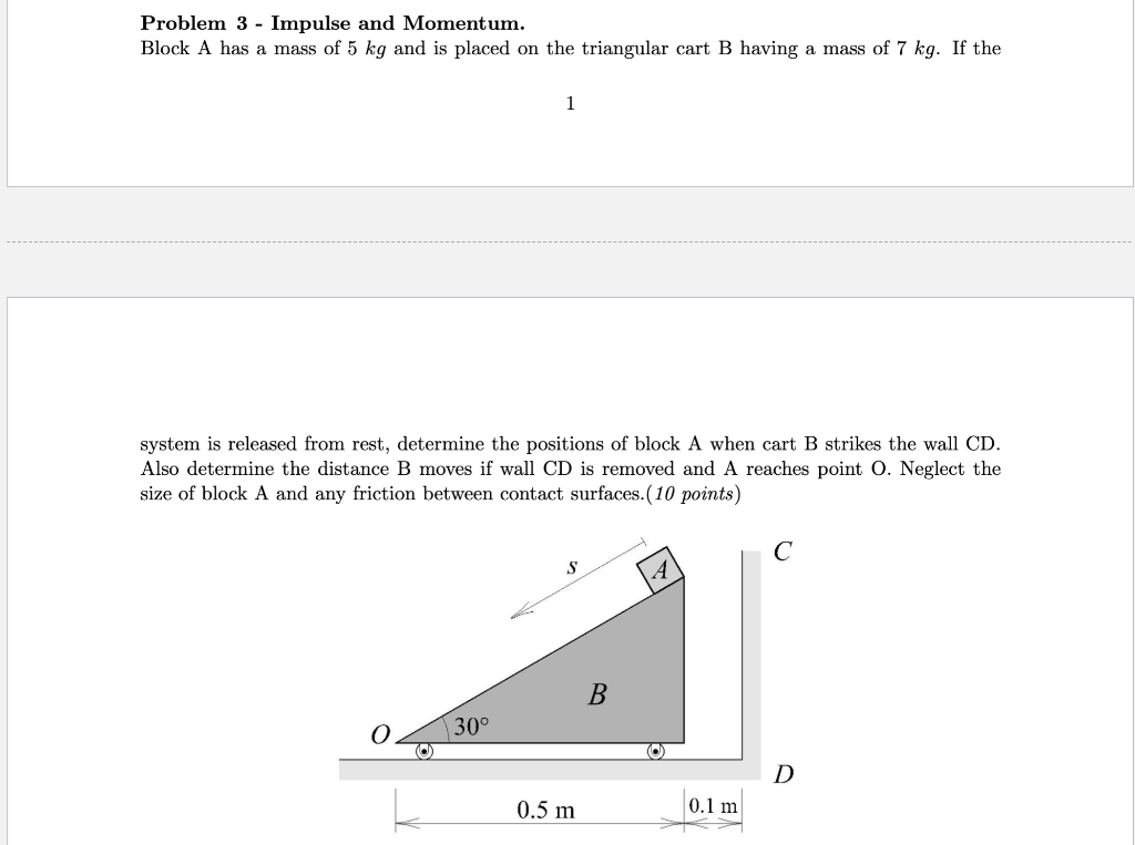 Solved Problem 3- Impulse and Momentum. Block A has a mass | Chegg.com