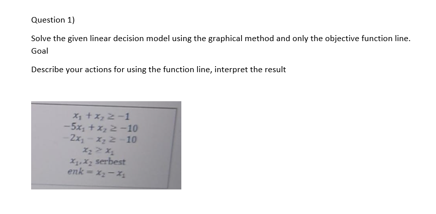 Solved Question 1) Solve the given linear decision model | Chegg.com