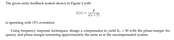 Solved The given unity feedback system shown in Figure 2 | Chegg.com