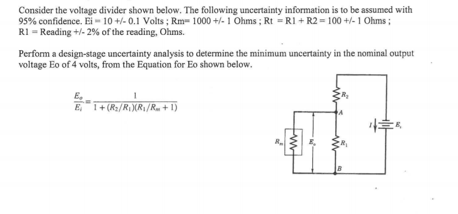 Solved Consider the voltage divider shown below. The | Chegg.com