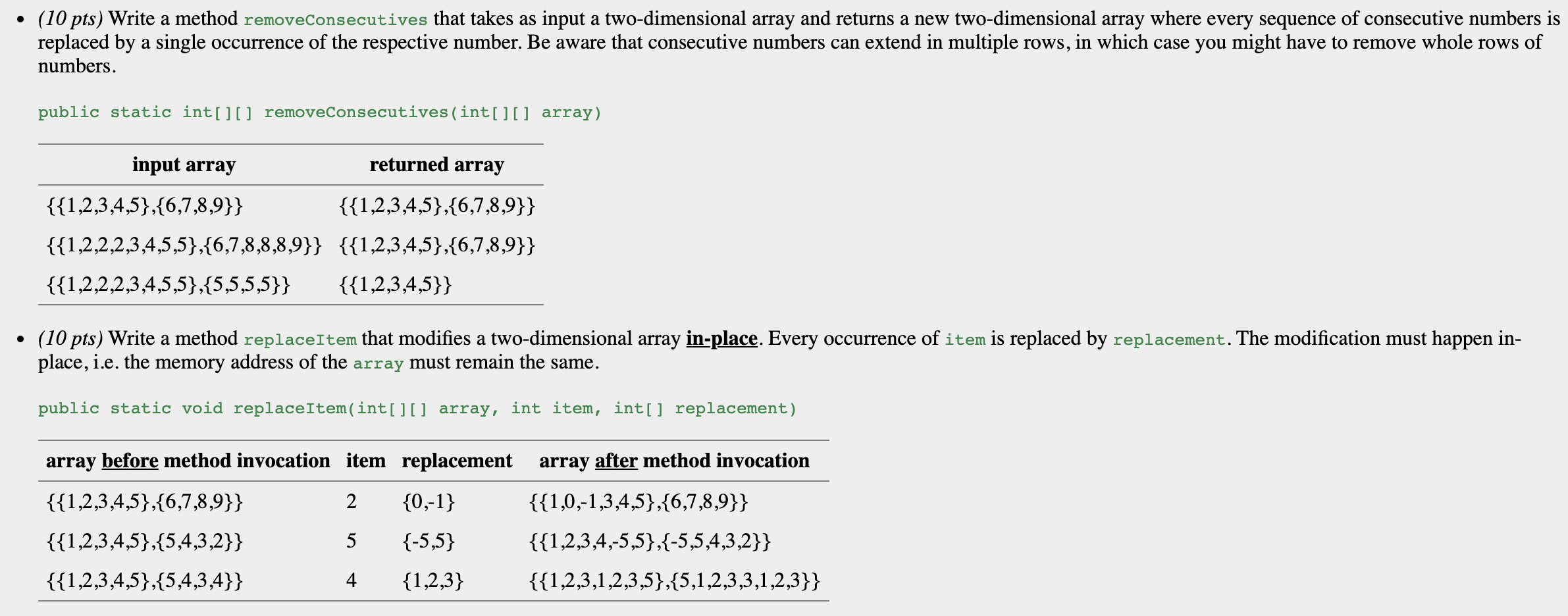Solved • (10 pts) Write a method removeConsecutives that | Chegg.com