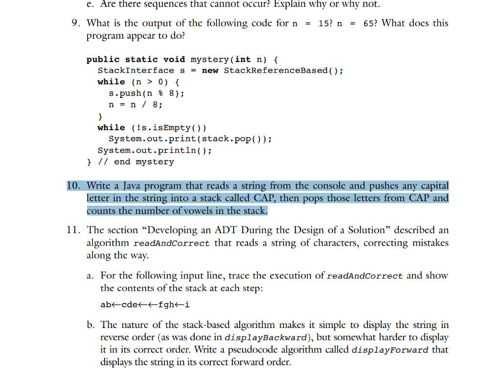 Solved 10. Write a Java program that reads a string from the | Chegg.com