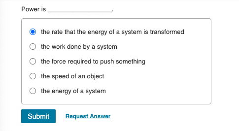 Solved Power is the rate that the energy of a system is | Chegg.com