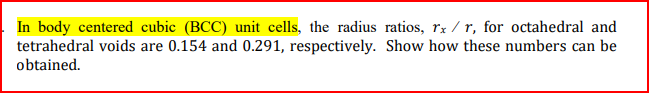 Solved In body centered cubic (BCC) unit cells, the radius | Chegg.com