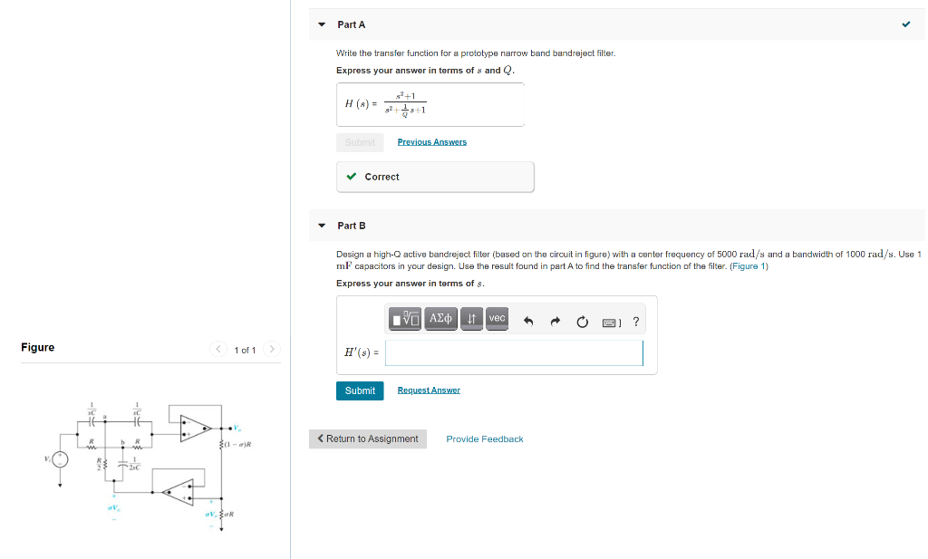 Solved Part A Write the transfer function for a prototype | Chegg.com
