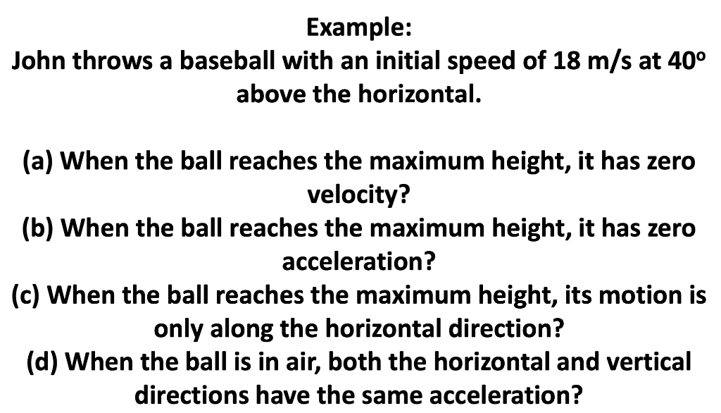 Solved Example: John throws a baseball with an initial speed | Chegg.com