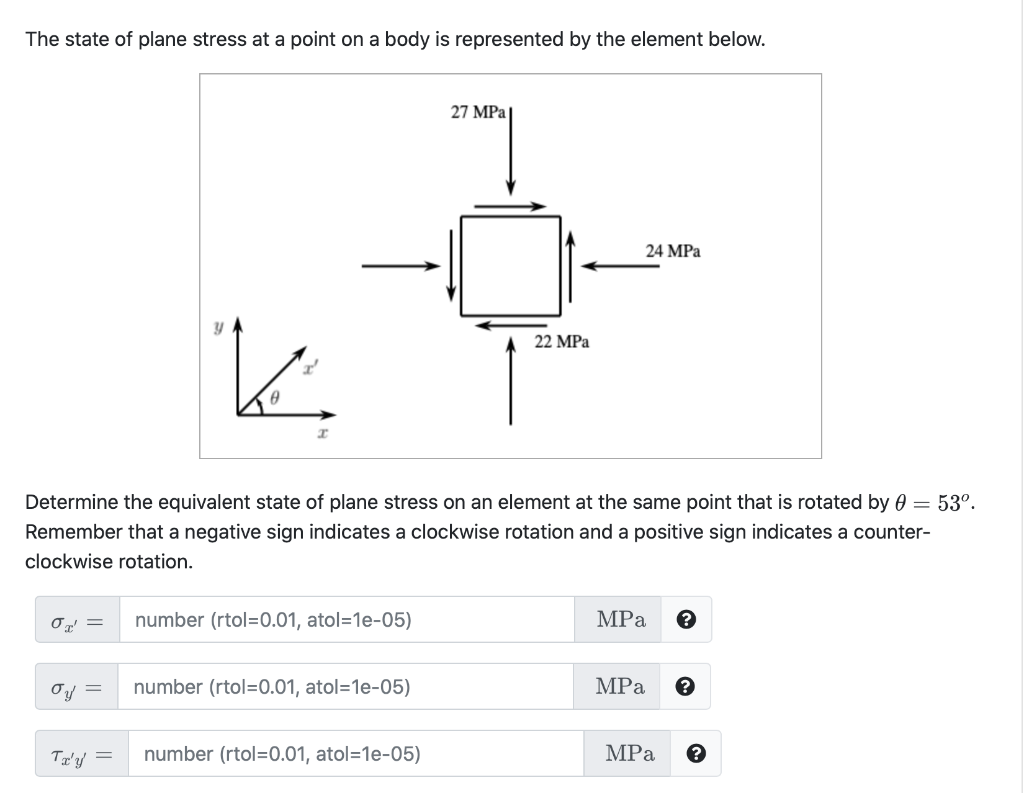 Solved The state of plane stress at a point on a body is | Chegg.com