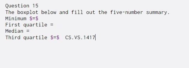 Solved Question 15 The boxplot below and fill out the | Chegg.com