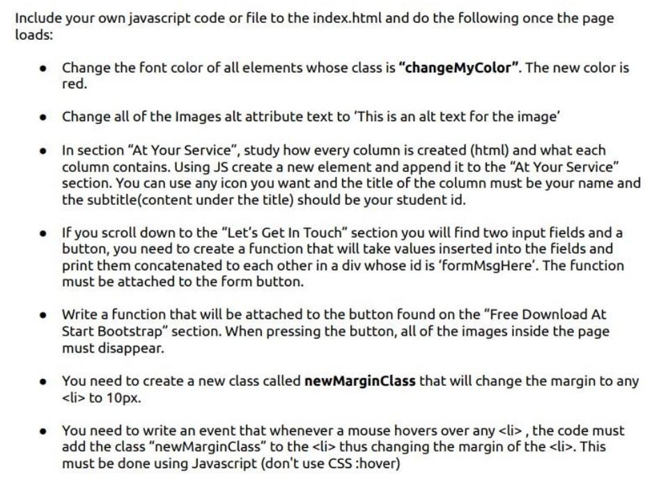 Solved Include your own javascript code or file to the | Chegg.com